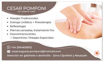 Masajes Descontracturantes, relajantes, Reflexologia