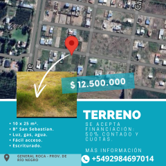 VENTA DE TERRENO EN B° SAN SEBASTIAN, GENERAL ROCA PROV. DE RÍO NEGRO