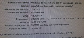 Cpu Lenovo  i7 8700